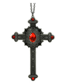Gothic Halskette mit Kreuz u. Edelstein