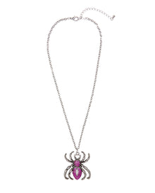 Gothic Halskette mit lila Strass Spinne