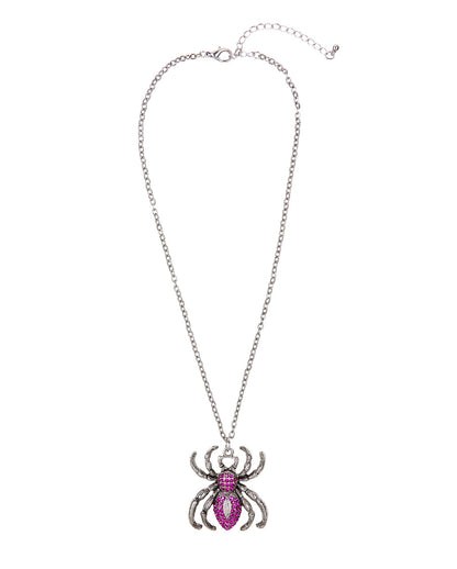 Gothic Halskette mit lila Strass Spinne