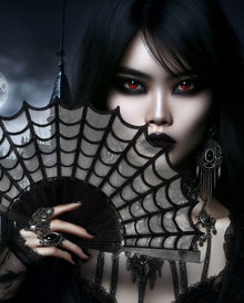 Gothic Handfächer - Spinnweben Design