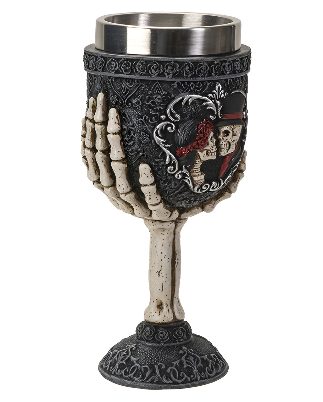 Gothic Kelch mit Skelett Liebespaar 18,5cm