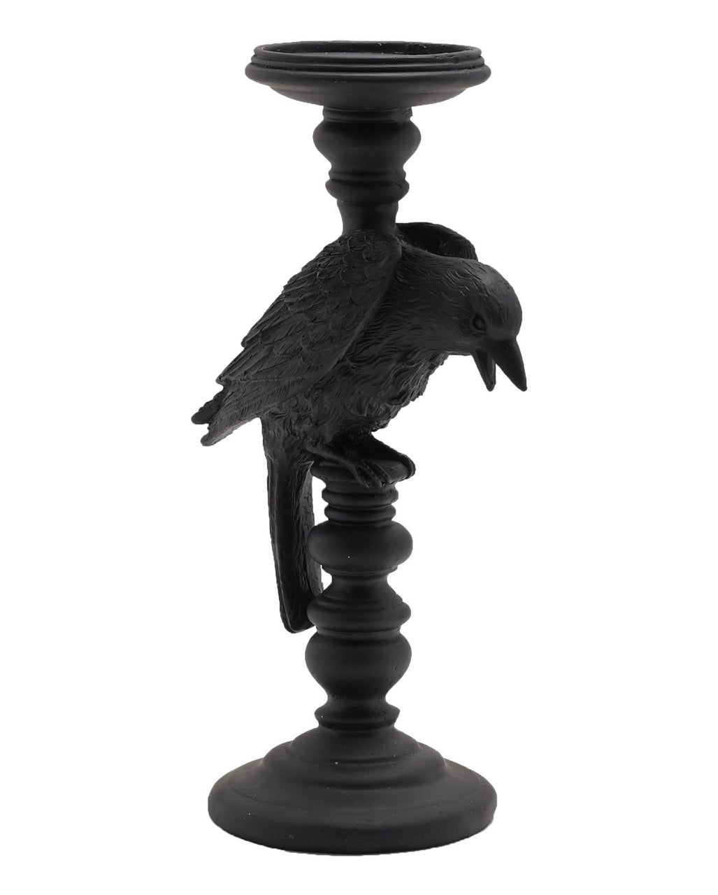 Gothic Kerzenhalter mit schwarzer Krähe 29cm