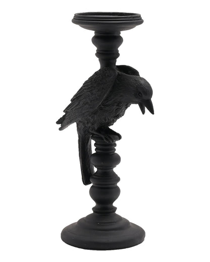 Gothic Kerzenhalter mit schwarzer Krähe 29cm