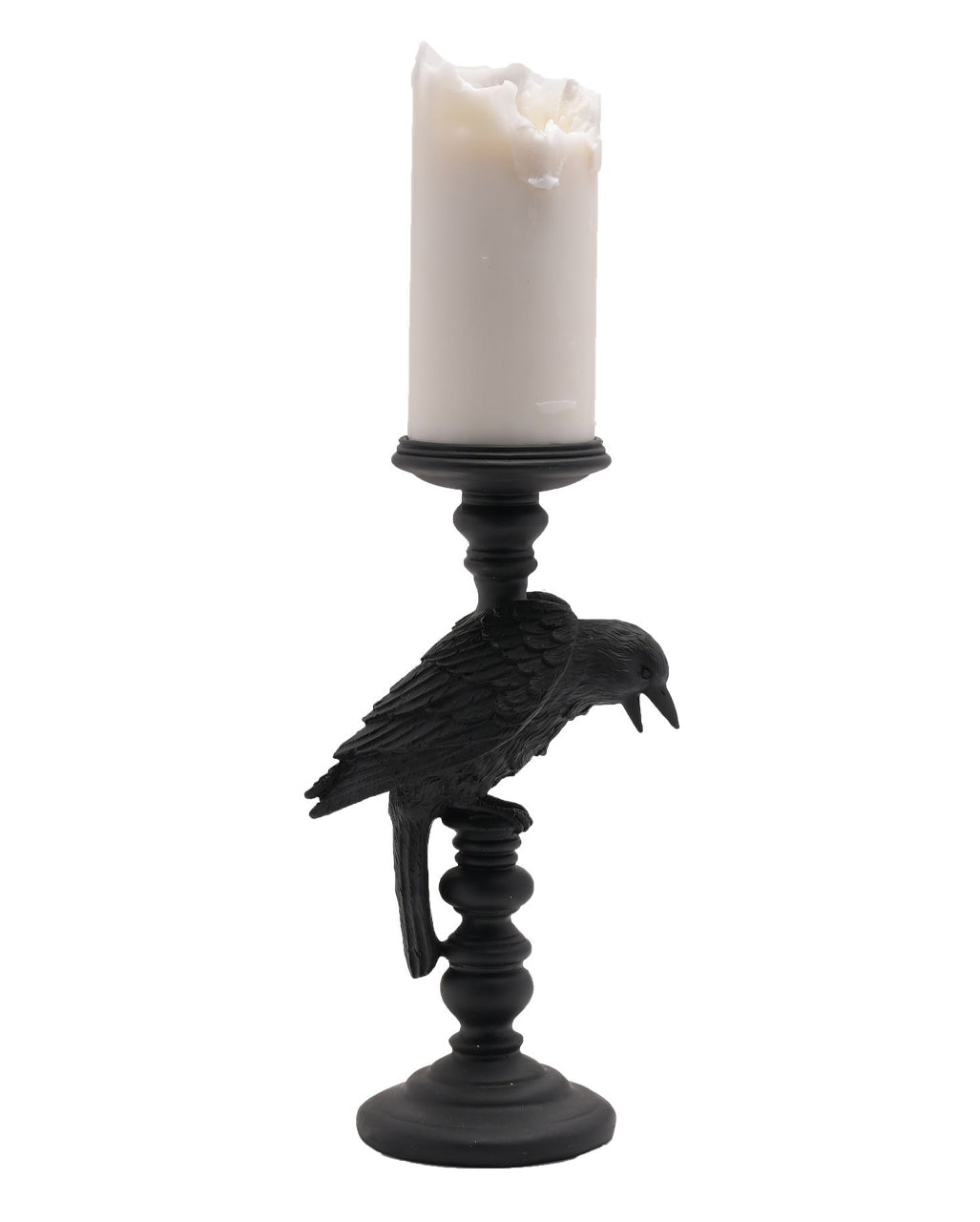 Gothic Kerzenhalter mit schwarzer Krähe 29cm