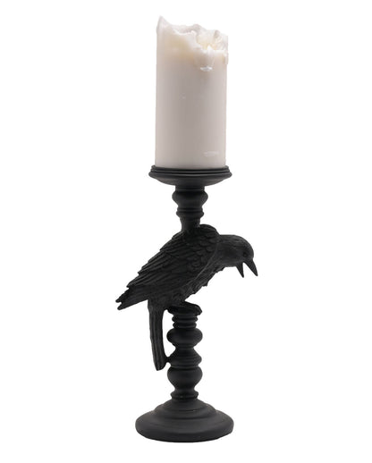 Gothic Kerzenhalter mit schwarzer Krähe 29cm