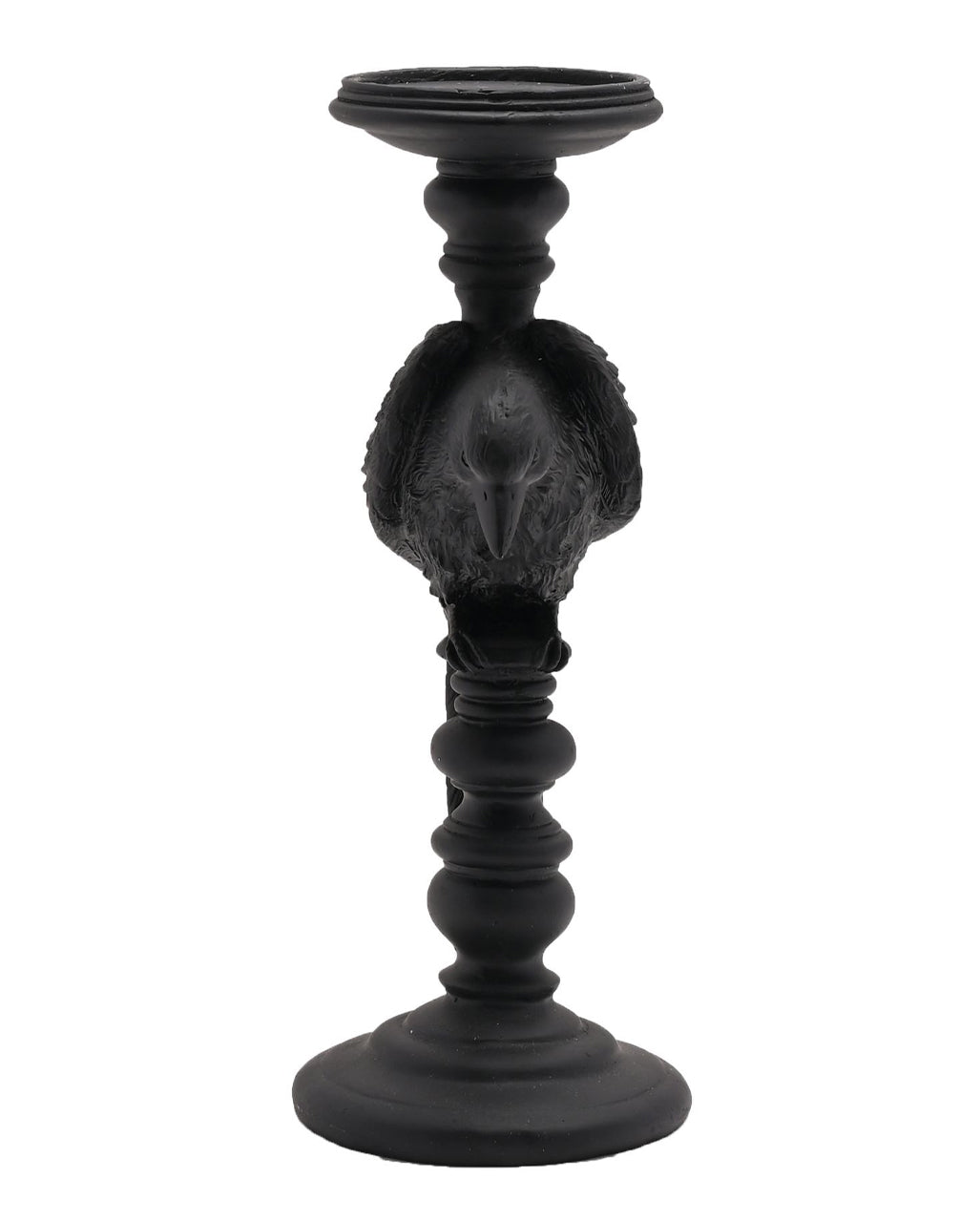 Gothic Kerzenhalter mit schwarzer Krähe 29cm
