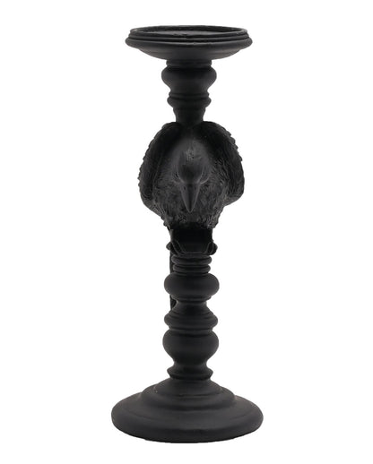 Gothic Kerzenhalter mit schwarzer Krähe 29cm