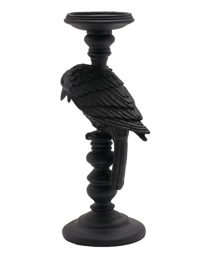Gothic Kerzenhalter mit schwarzer Krähe 29cm