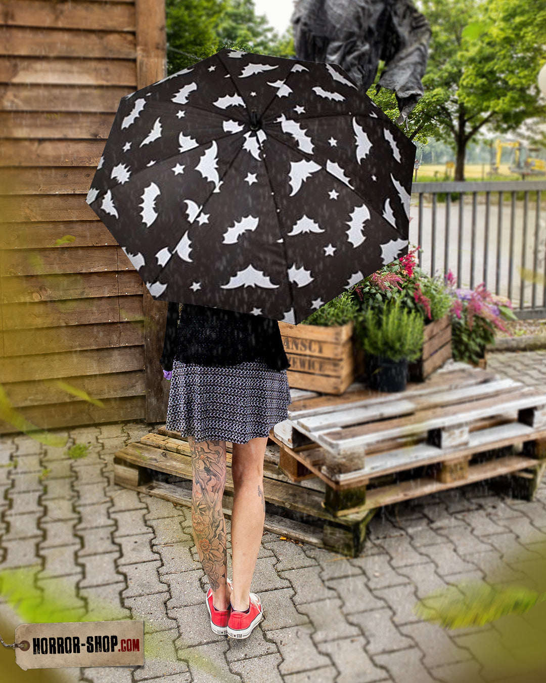 Gothic Regenschirm mit Fledermäuse Motiv