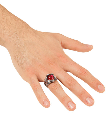 Gothic Ring mit Stein und Totenschädel