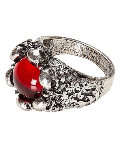 Gothic Ring mit Stein und Totenschädel