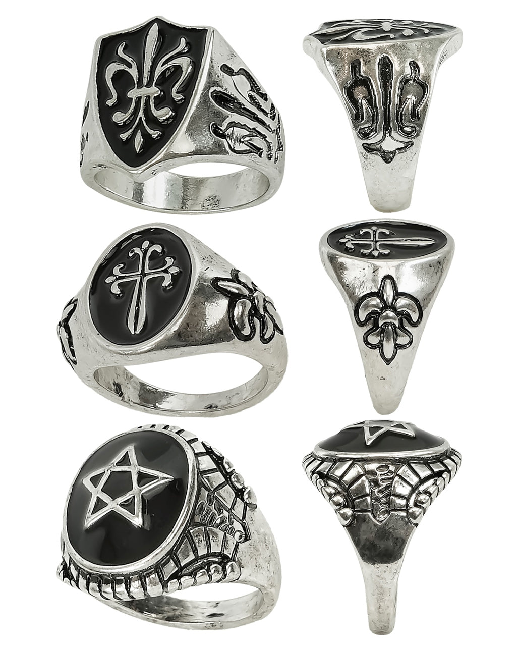 Anneaux Gothiques Comme Bijoux De Costume, Set De 3 Pièces