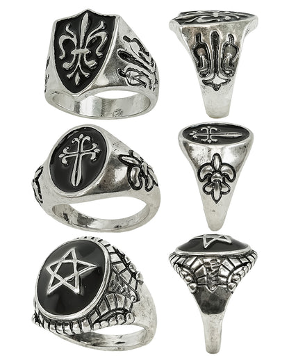 Anneaux Gothiques Comme Bijoux De Costume, Set De 3 Pièces