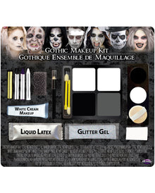 Gothic Schwarz-Weiß Make-Up Set 15-teilig