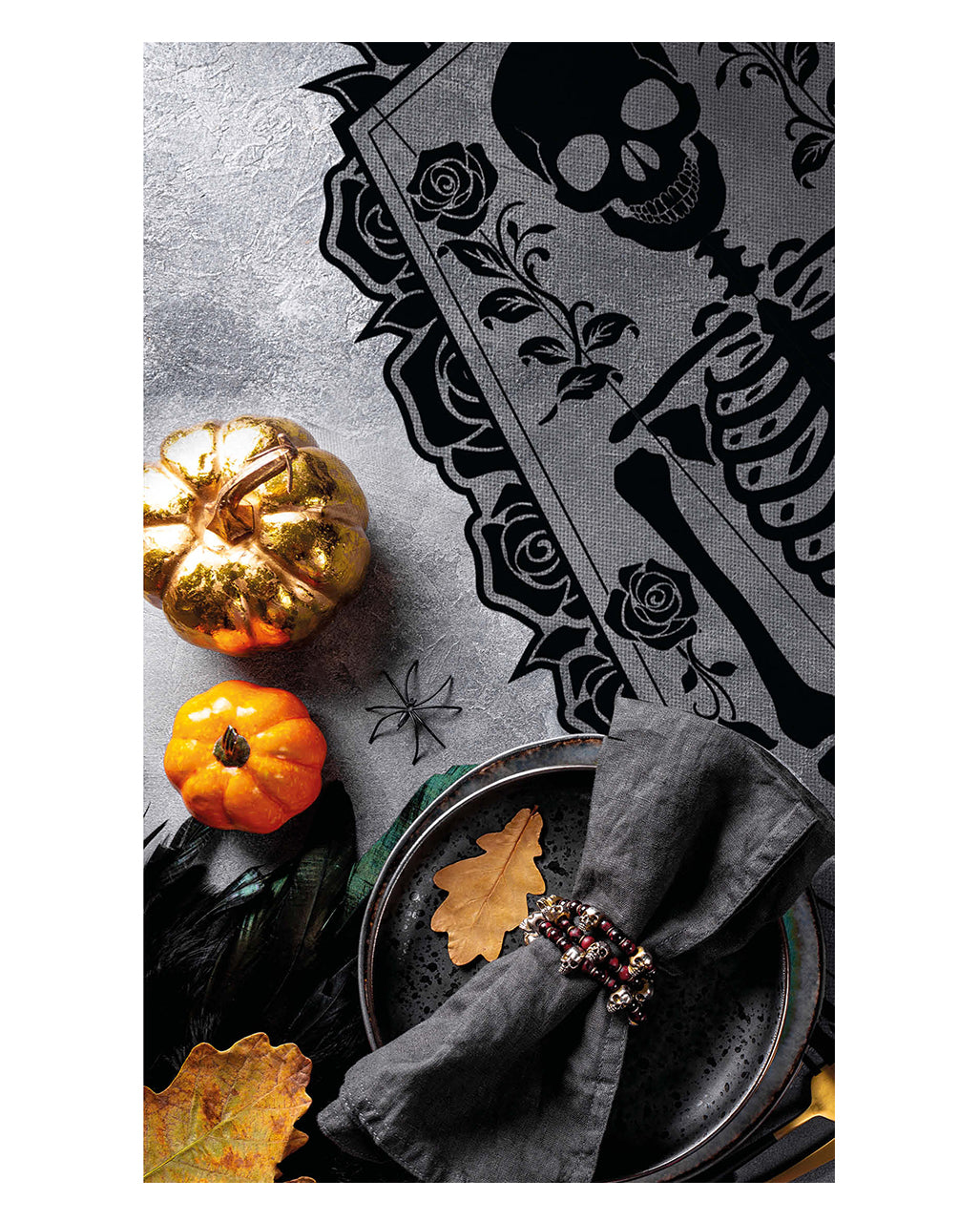 Gothic Skelett Spitzen Tischläufer 60x183cm