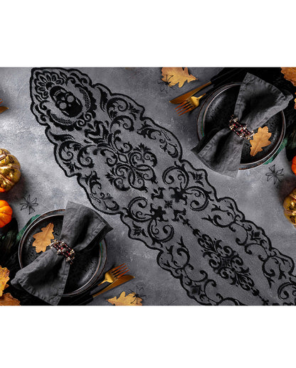 Gothic Skull With Lace Table Runner 180cm