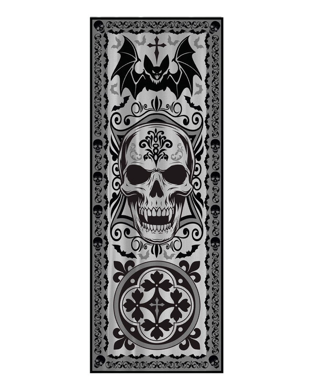 Gothic Skull & Fledermaus Fenster Dekostoff 102x213cm