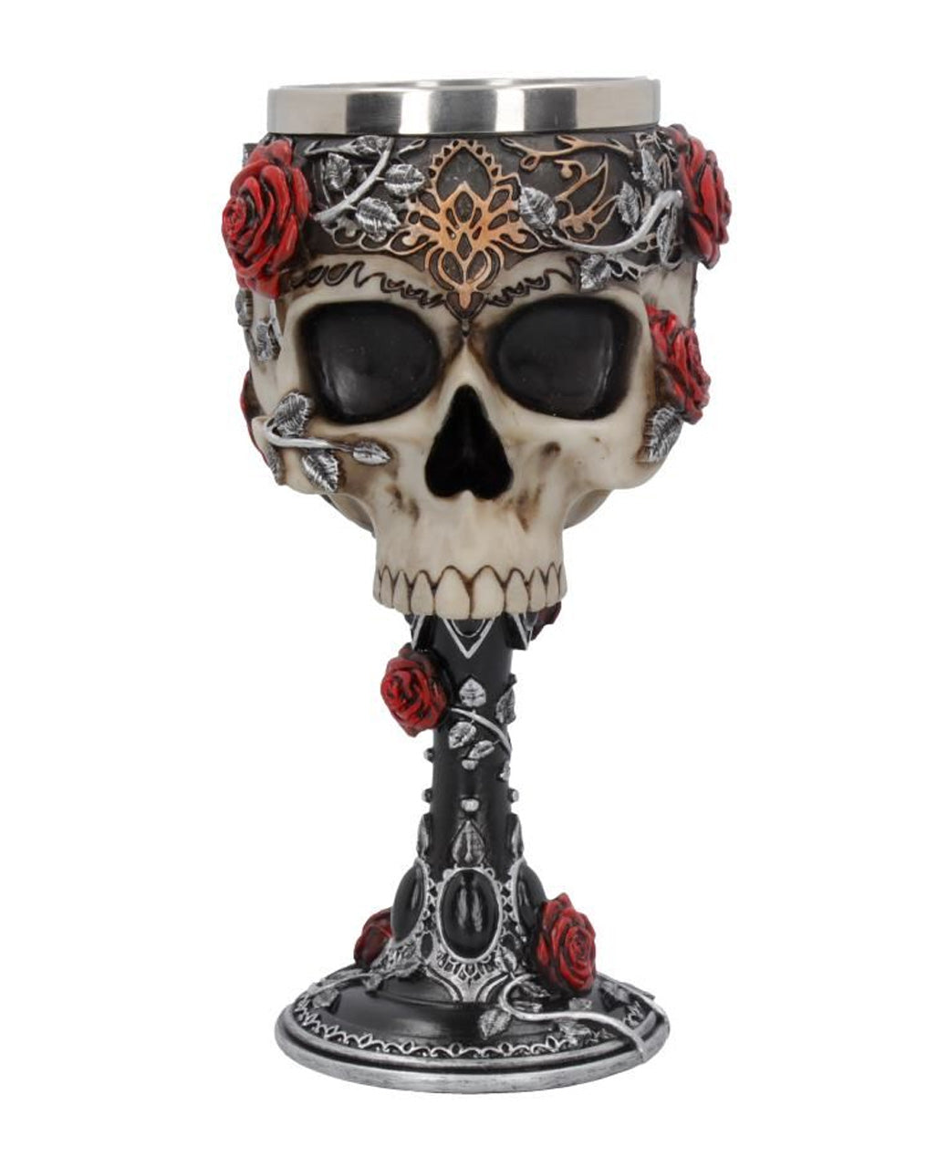 Gothic Totenschädelkelch mit Rosen