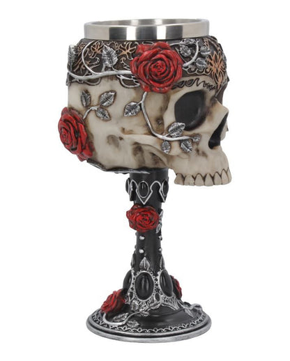 Gothic Totenschädelkelch mit Rosen