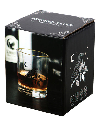 Gothic Trinkglas mit sitzendem Raben 350ml