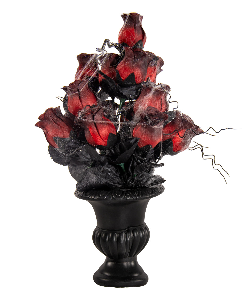 Vaso Gotico Con Rose Rosse Sbiadite E Ragnatele