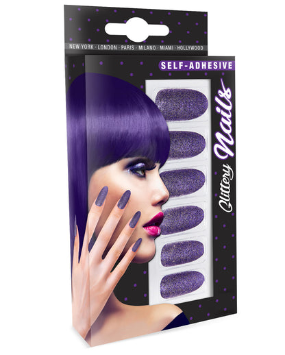 Gothic Violette Glitzer Fingernägel 12 St.