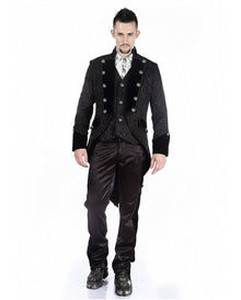 Gothic Herren Brokat Gehrock schwarz