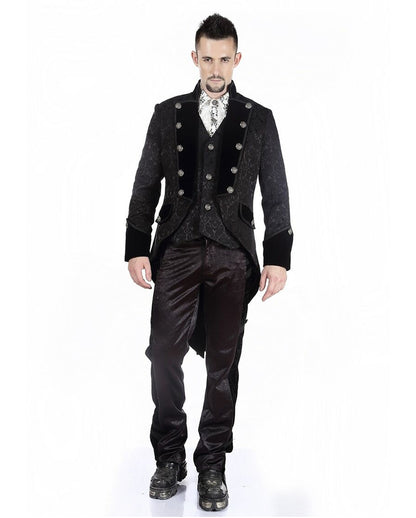 Gothic Herren Brokat Gehrock schwarz