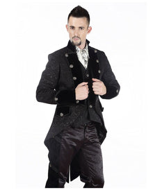 Gothic Herren Brokat Gehrock schwarz