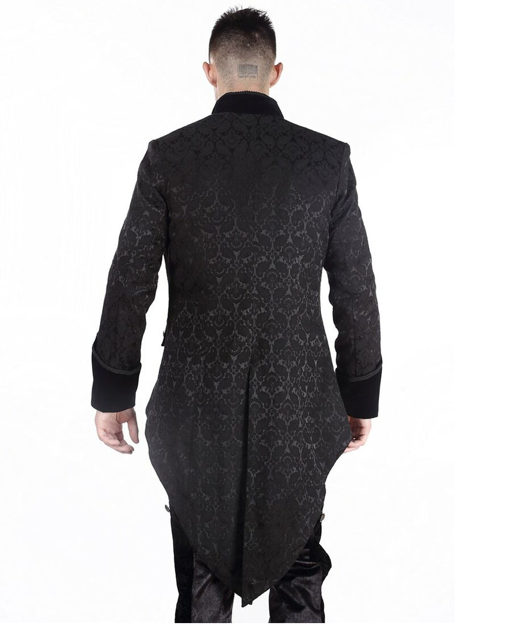 Gothic Herren Brokat Gehrock schwarz