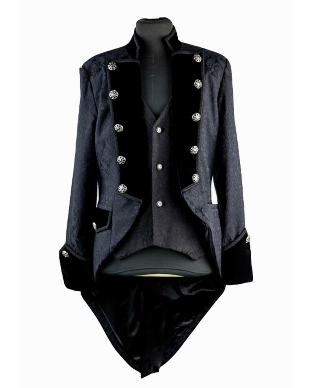 Gothic Herren Brokat Gehrock schwarz