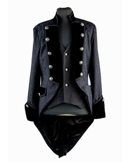 Gothic Herren Brokat Gehrock schwarz