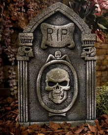 R.I.P. Grabstein mit Totenköpfe & Säulen 53cm
