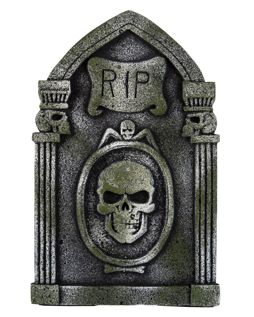 R.I.P. Grabstein mit Totenköpfe & Säulen 53cm