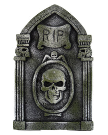 R.I.P. Grabstein mit Totenköpfe & Säulen 53cm
