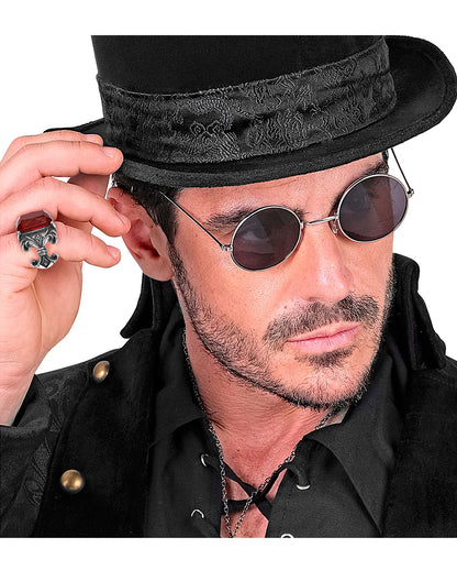 Gotischer Vampir Ring mit rotem Edelstein