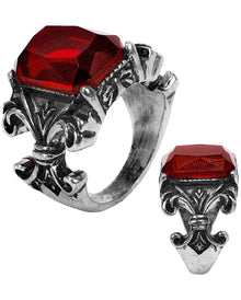 Anillo Gótico De Vampiro Con Una Gema Roja