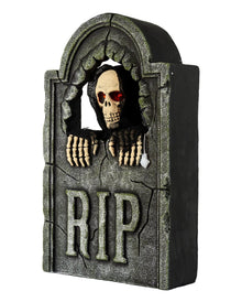 Grabstein mit sich bewegendem Grim Reaper, Sound & Licht 55cm