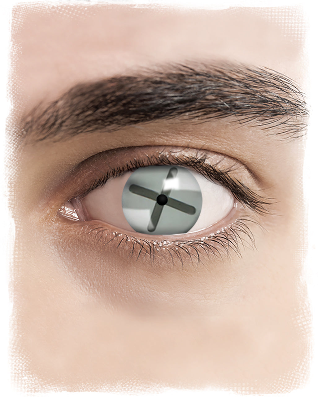 Grey Contact Lenses With Black Cross