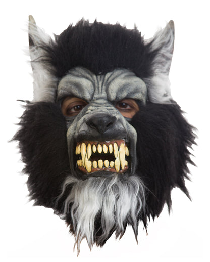 Graue Wolf Maske mit Reißzähnen