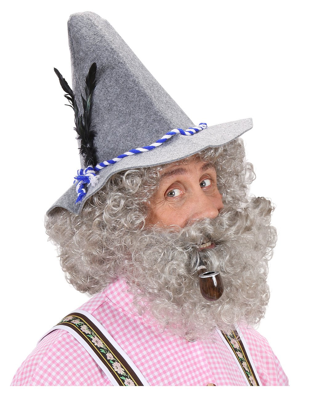 Wig with beard gray