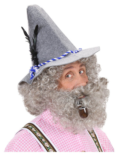 Wig with beard gray