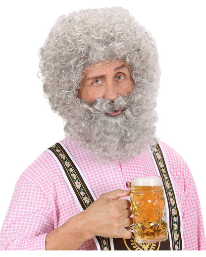Wig with beard gray