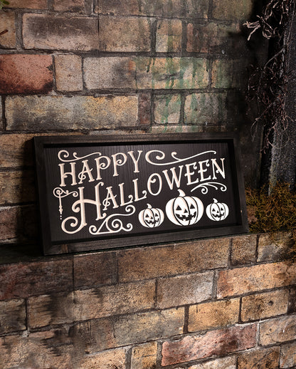 Cuadro De Pared Grabado "Feliz Halloween" 41cm