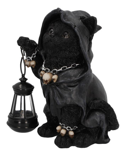 Sensenmann Katzenfigur mit Laterne 18,5cm