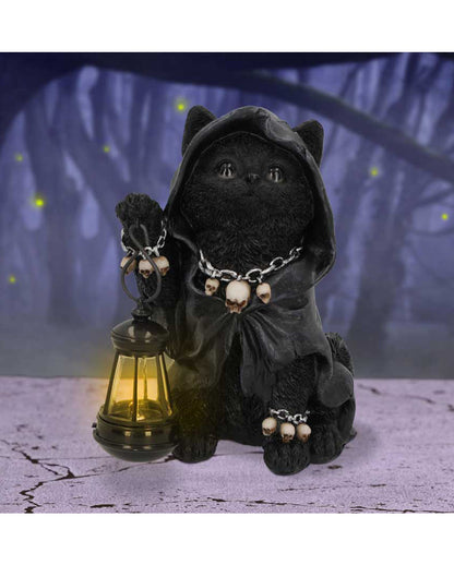 Sensenmann Katzenfigur mit Laterne 18,5cm