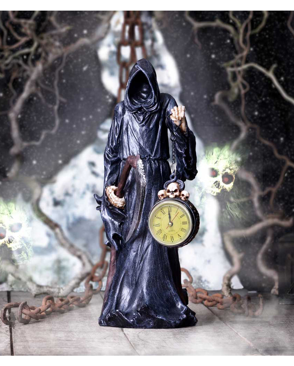 Sensenmann mit Uhr Figur 39,5 cm