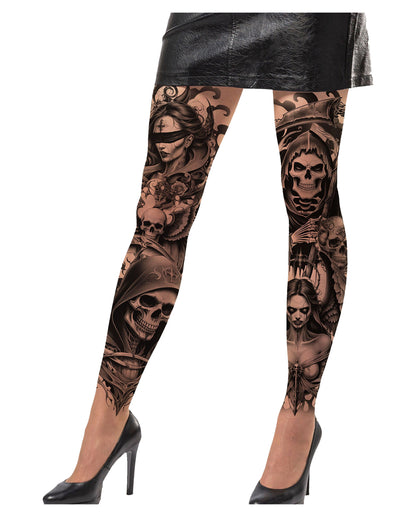 Collant Effetto Tatuaggio Grim Reaper
