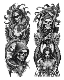 Grim Reaper Tattoo Effekt Strumpfhose