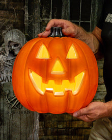 Grinsender Halloween Kürbis mit Licht 32cm